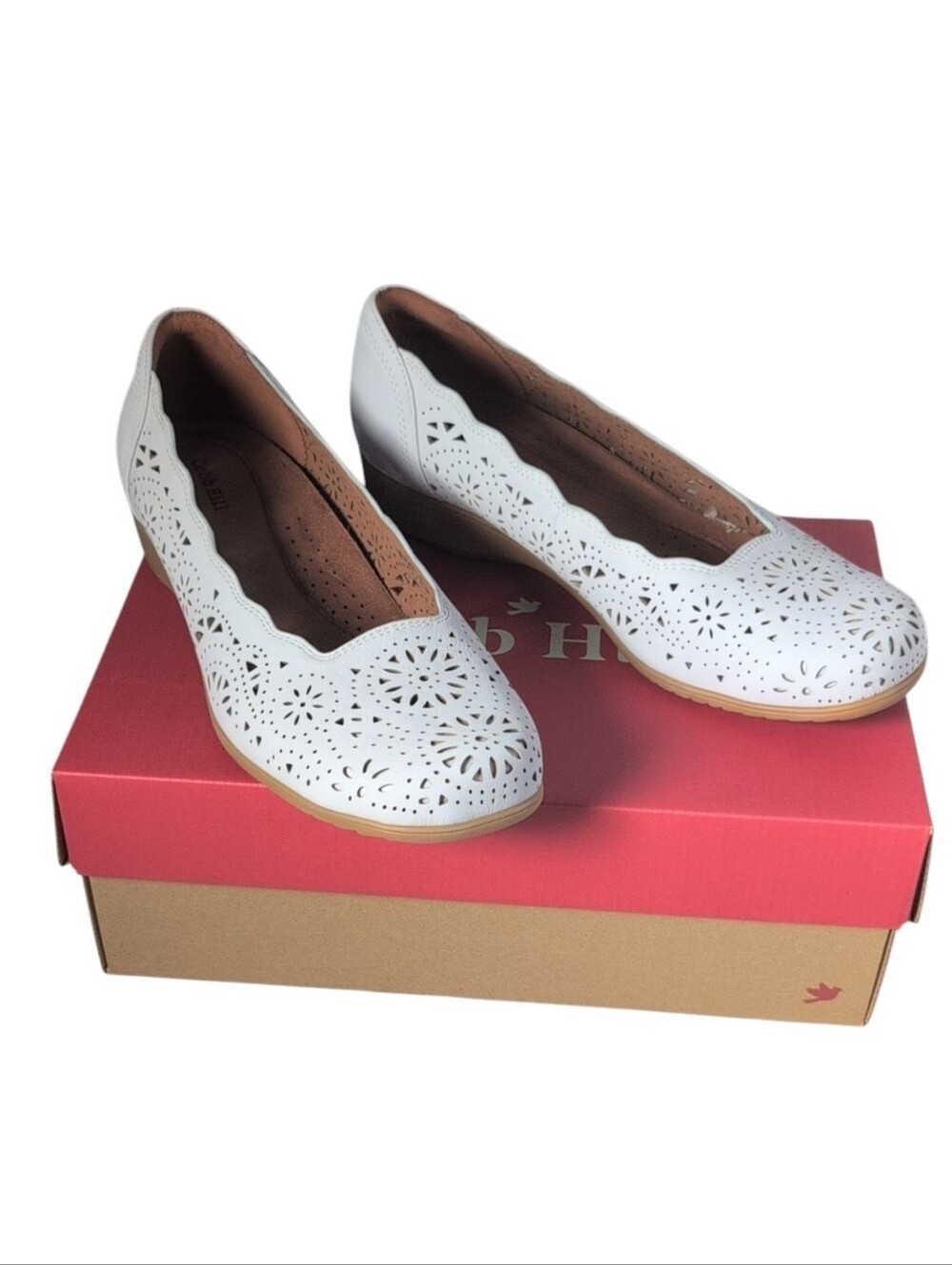 Cobb Hill Rockport Rory Comfort Leather Flats Light Grey Size 10 Wide